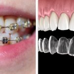 Photos of braces and aligners